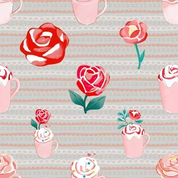 Seamless repeating pattern for coffee lovers Illustrazione stock