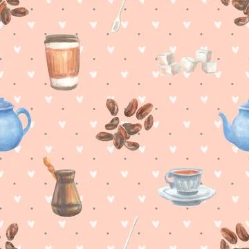 Seamless repeating pattern for coffee lovers Stock Illustration