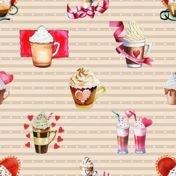 Seamless repeating pattern for coffee lovers Stock Illustration