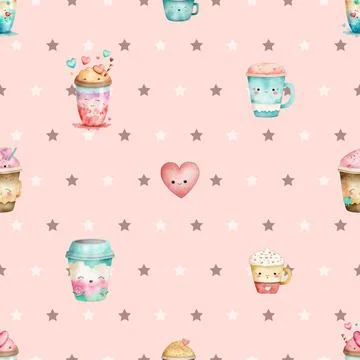 Seamless repeating pattern for coffee lovers 스톡 일러스트