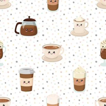 Seamless repeating pattern for coffee lovers 스톡 일러스트