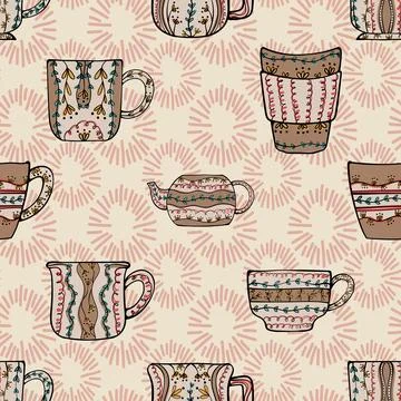 Seamless repeating pattern for coffee lovers 스톡 일러스트