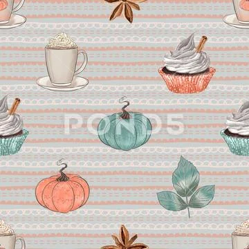 Seamless repeating pattern for coffee lovers イラスト素材