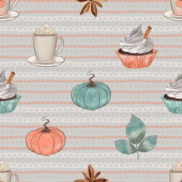 Seamless repeating pattern for coffee lovers Illustrazione stock