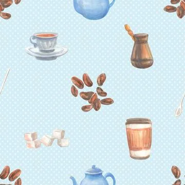 Seamless repeating pattern for coffee lovers Stock Illustration