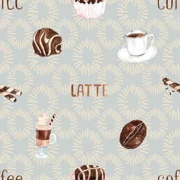 Seamless repeating pattern for coffee lovers Stock Illustration