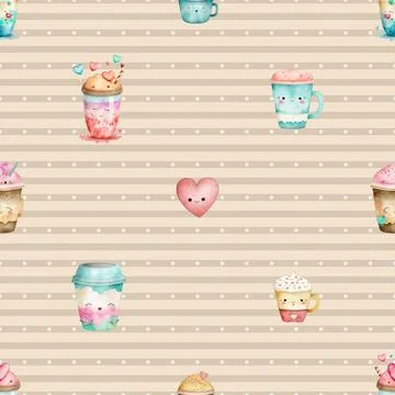 Seamless repeating pattern for coffee lovers 스톡 일러스트