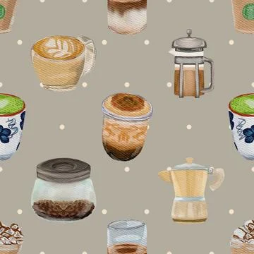 Seamless repeating pattern for coffee lovers Stock Illustration