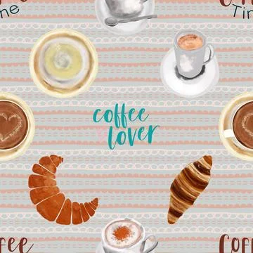 Seamless repeating pattern for coffee lovers Stock Illustration