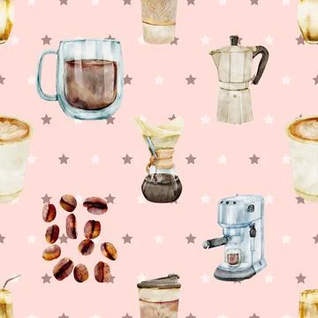 Seamless repeating pattern for coffee lovers Stock Illustration