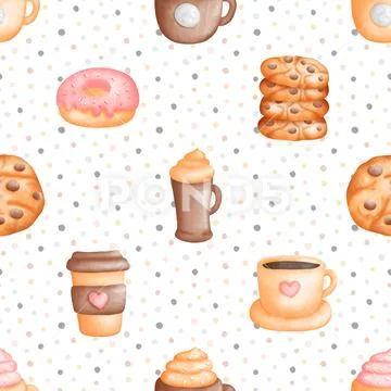 Seamless repeating pattern for coffee lovers 스톡 일러스트