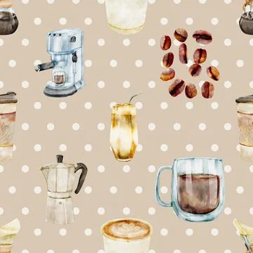 Seamless repeating pattern for coffee lovers Stock Illustration
