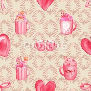 Seamless repeating pattern for coffee lovers Stockillustratie