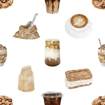 Seamless repeating pattern for coffee lovers Stock Illustration