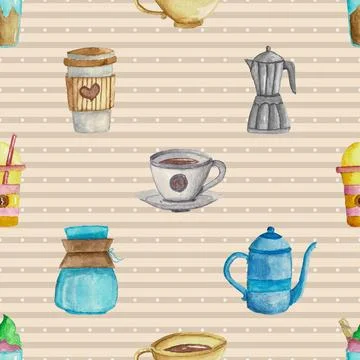 Seamless repeating pattern for coffee lovers Stock Illustration