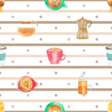 Seamless repeating pattern for coffee lovers Stock Illustration