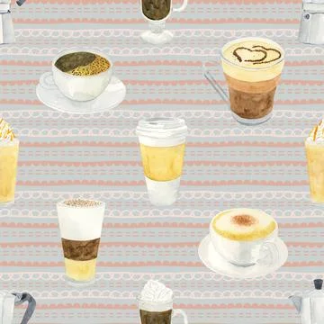 Seamless repeating pattern for coffee lovers Illustrazione stock