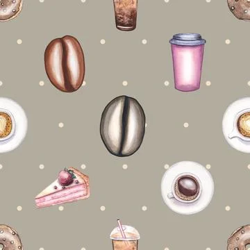 Seamless repeating pattern for coffee lovers Stock Illustration
