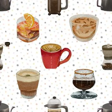 Seamless repeating pattern for coffee lovers Illustrazione stock