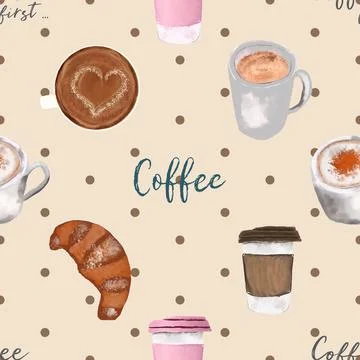 Seamless repeating pattern for coffee lovers Stock Illustration