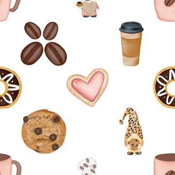 Seamless repeating pattern for coffee lovers Stock Illustration