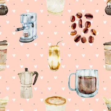 Seamless repeating pattern for coffee lovers Stock Illustration