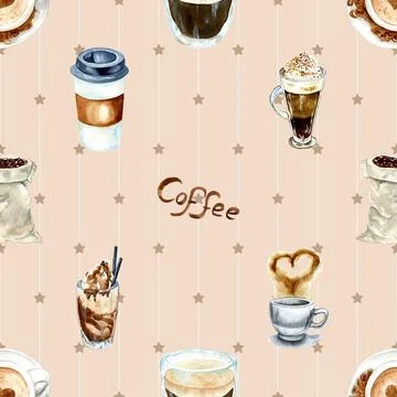 Seamless repeating pattern for coffee lovers Illustrazione stock
