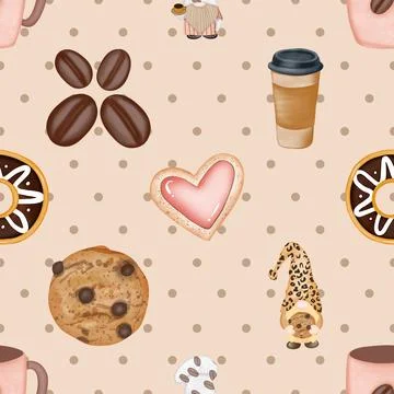 Seamless repeating pattern for coffee lovers Illustrazione stock