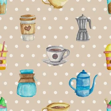 Seamless repeating pattern for coffee lovers Stock Illustration