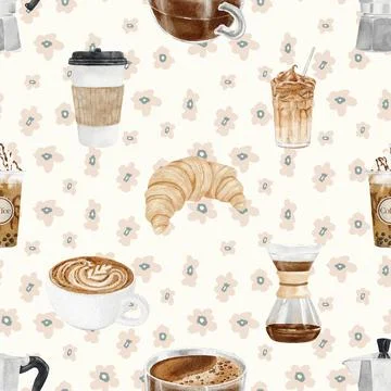 Seamless repeating pattern for coffee lovers Stock Illustration