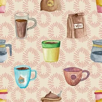 Seamless repeating pattern for coffee lovers Stock Illustration