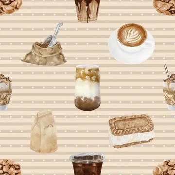 Seamless repeating pattern for coffee lovers Stock Illustration