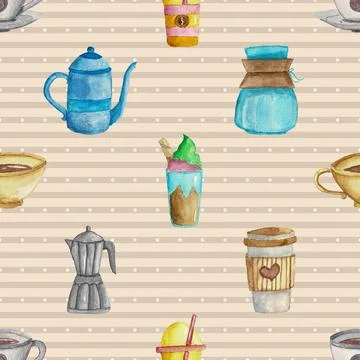 Seamless repeating pattern for coffee lovers Illustrazione stock