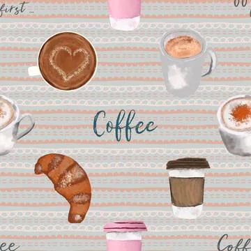 Seamless repeating pattern for coffee lovers Stock Illustration