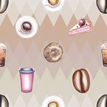 Seamless repeating pattern for coffee lovers Stock Illustration