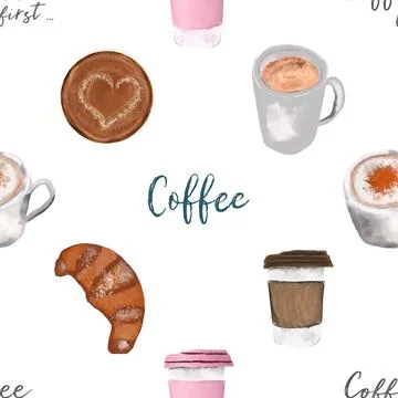 Seamless repeating pattern for coffee lovers Stock Illustration