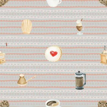Seamless repeating pattern for coffee lovers 스톡 일러스트