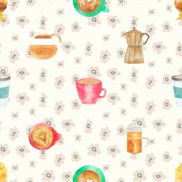 Seamless repeating pattern for coffee lovers Stock Illustration