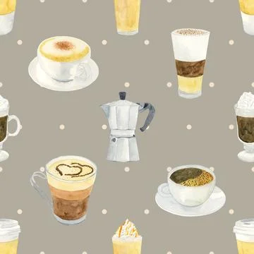 Seamless repeating pattern for coffee lovers Stock Illustration