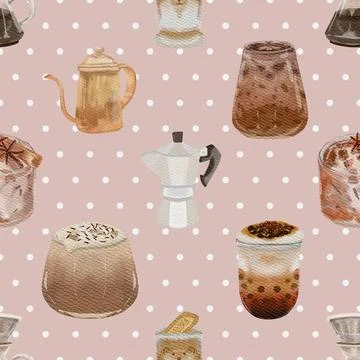 Seamless repeating pattern for coffee lovers Stock Illustration