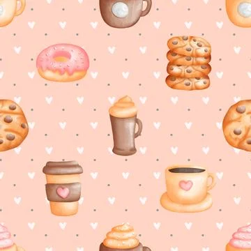 Seamless repeating pattern for coffee lovers Stock Illustration
