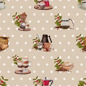 Seamless repeating pattern for coffee lovers Stock Illustration