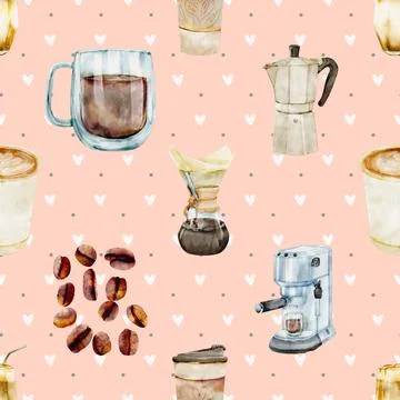 Seamless repeating pattern for coffee lovers Illustrazione stock
