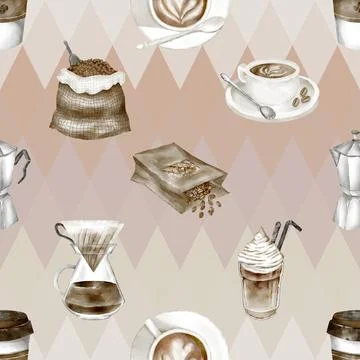 Seamless repeating pattern for coffee lovers Stock Illustration