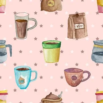 Seamless repeating pattern for coffee lovers Illustrazione stock