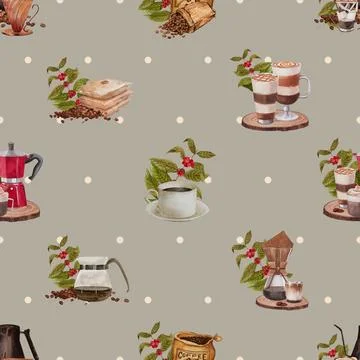 Seamless repeating pattern for coffee lovers Illustrazione stock