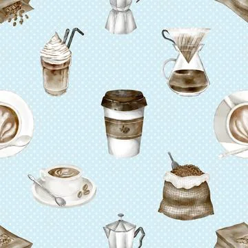 Seamless repeating pattern for coffee lovers Illustrazione stock