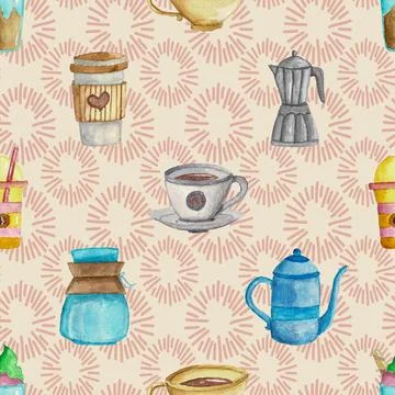 Seamless repeating pattern for coffee lovers Stock Illustration