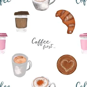 Seamless repeating pattern for coffee lovers Stock Illustration