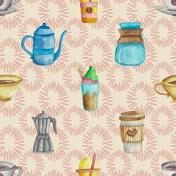 Seamless repeating pattern for coffee lovers Stock Illustration